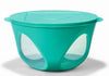 Turquoise keukenmixer met deksel en transparante openingen, ideaal voor mengen en opslaan