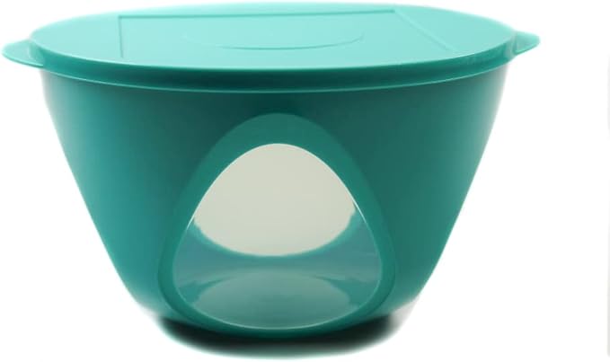 Turquoise keukengadget met deksel en handige opening voor culinaire taken