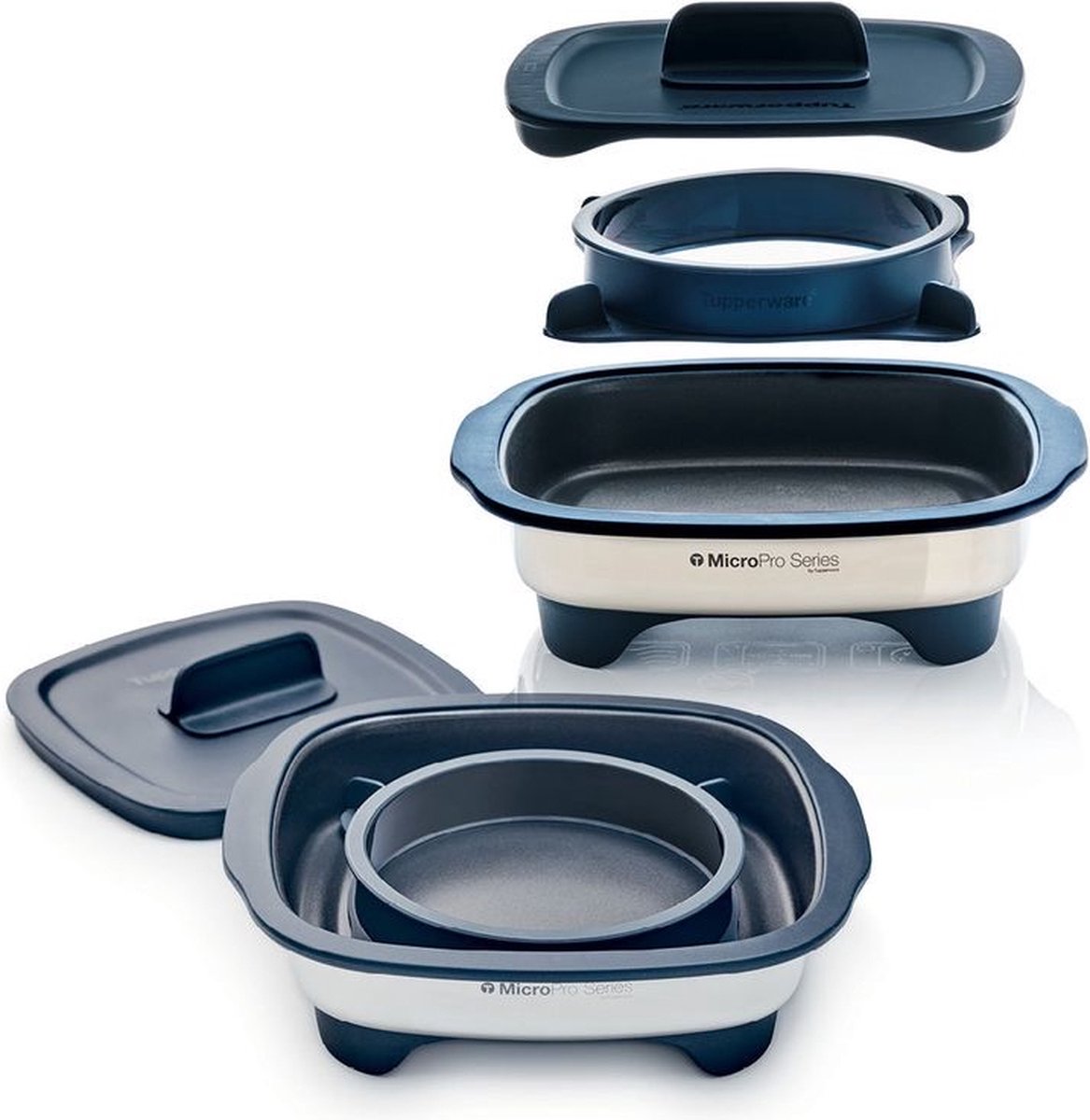 Nonstick microwave cookware set with lids and insert, ideal for quick healthy cooking