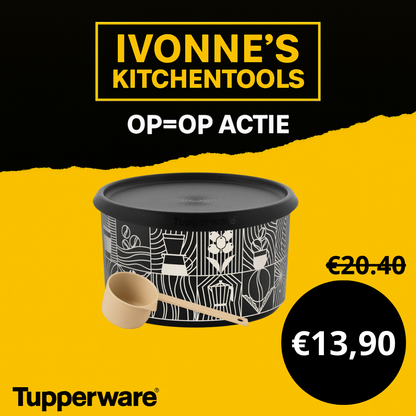 Tupperware One Touch Koffiebus 1,4ltr - met koffielepel