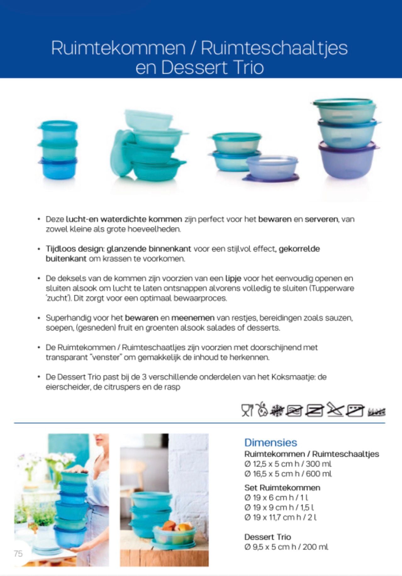 Ruimtekommetjes en Dessert Trio: luchtdichte, stapelbare keukentools voor bewaren en serveren, met transparant venster.