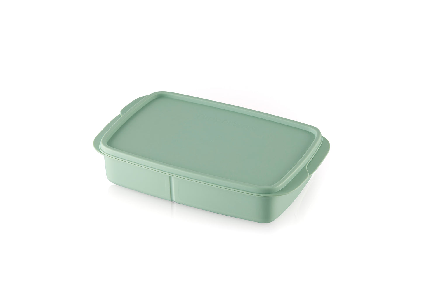 Groene Tupperware opbergdoos met deksel voor keukengebruik