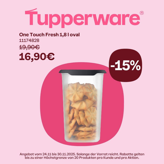 Tupperware One Touch Fresh Ovaal 1,8 l – Donker Grafiet