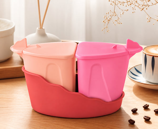 Tupperware Vintage Suiker- en Melkset – 2 × 350 ml met houder