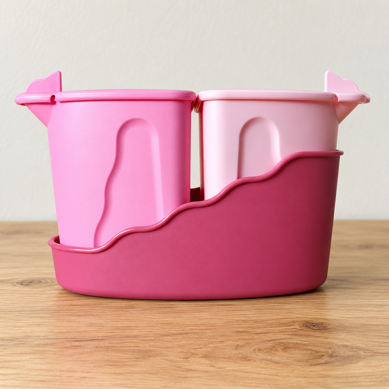 Tupperware Vintage Suiker- en Melkset – 2 × 350 ml met houder