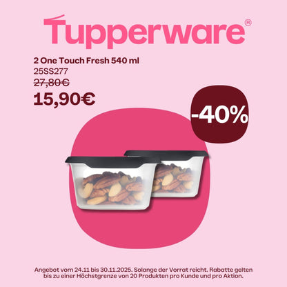 Tupperware One Touch Fresh Ovaal 540 ml – Donker Grafiet