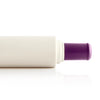 Close-up of a white rolling pin with a purple handle, kitchen tool on white background