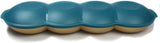 Four-compartment microwave egg poacher with blue lid and beige base