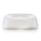 White Tupperware CheeSmart 2 elongated cheese keeper lid with ventilation holes.