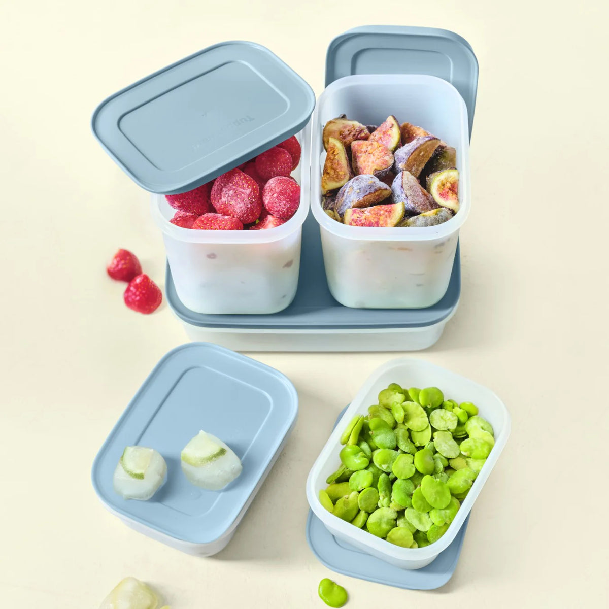 Tupperware Diepvriesbakken Set 5 delig Blauw - Ivonne's Kitchentools