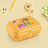 Yellow Tupperware Eco+ Smartclip Medium lunch box with colorful animal illustration