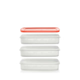 Set of three stackable Tupperware Igloo containers with a red lid