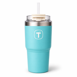 Light blue Tupperware Tumbler 630ml leak-proof thermos cup with lid and straw