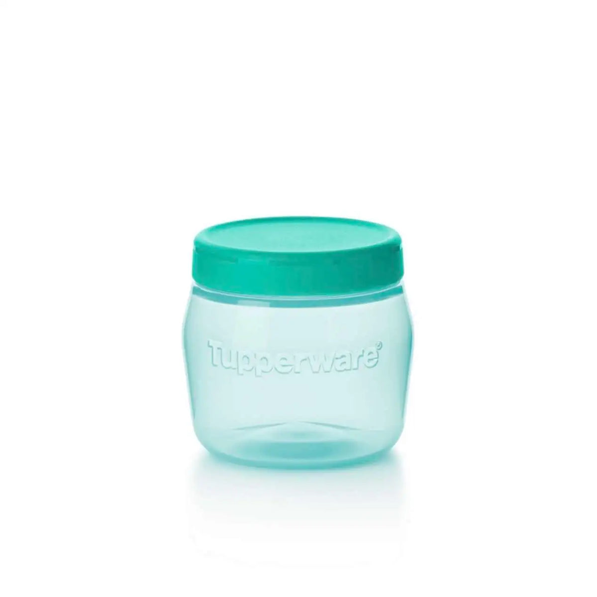 Tupperware Universal Jar 325 ml in translucent light blue with a turquoise lid.